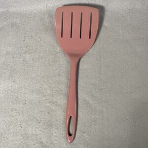 Vintage Wide Slotted Spatula Utensil Pink Ensar Corp Nylon Plastic USA Made
